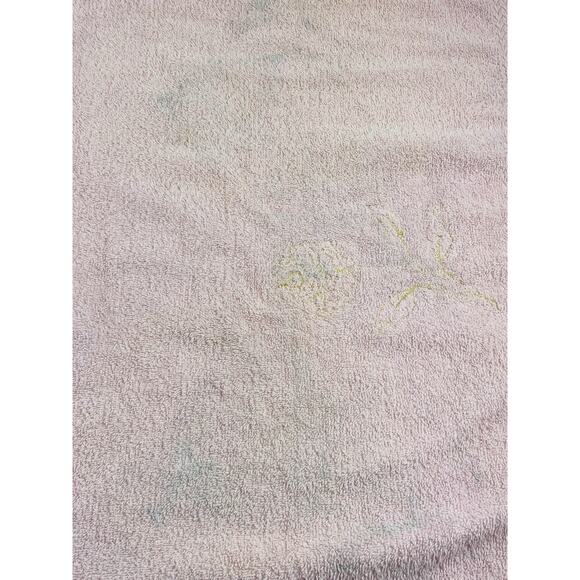 Cannon Bath Body Hand Towel Set Vintage Pink Floral Appliqué Gold Rose USA Flowe - Picture 10 of 16